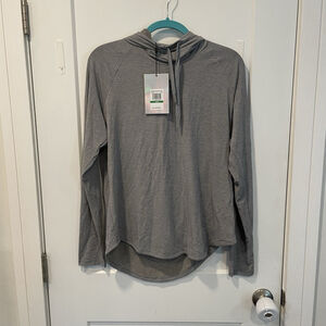 UNDER ARMOUR Athlete Recovery Heather Gray Large Shirt Women Pullover Hooded